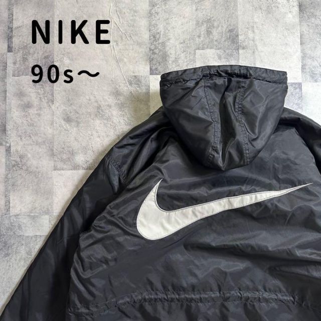 未使用品 00s NIKE ビッグロゴ ベンチコート L 裏地 ボア