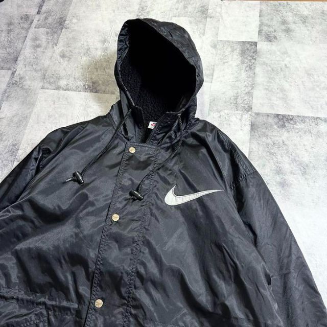 未使用品 00s NIKE ビッグロゴ ベンチコート L 裏地 ボア