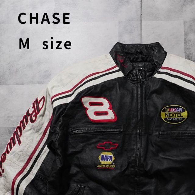 即決☆CHASE☆メンズM オールレザースタジャン チェイス バドワイザー