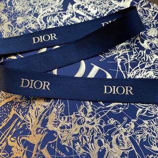 ディオール(Dior)のDior ゴールドロゴネイビー　リボン　5m(ラッピング/包装)