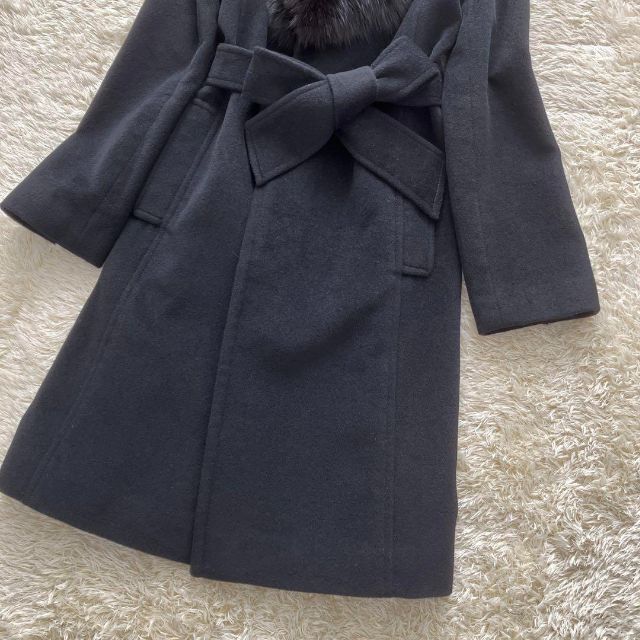 美品✨ピンキー\u0026ダイアン ラムレザーロングコート黒 フォックス