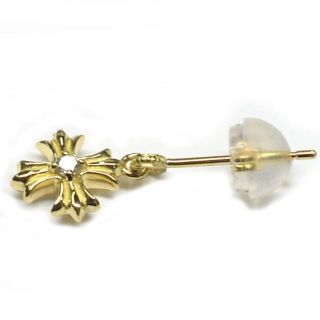 メンズ【新品】18金/k18/ダイヤモンド0.02ct/クロス/揺れるピアスの
