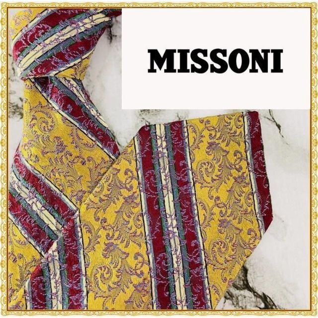 MISSONI - 【極美品】Missoni ネクタイ シルク混 アラベスク柄 黄色 レジメンタルの通販 by アパレルネクストセレクション