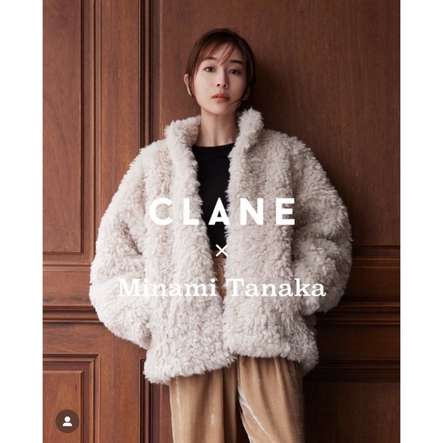 CLANE CURL FUR SHORT COAT 田中みな実 ホワイト　2毛皮/ファーコート