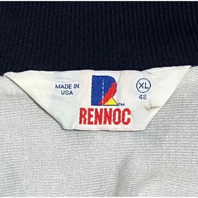 RENNOC　スタジャン　ナイロンジャケット　バックプリント　刺繍ロゴ　80s