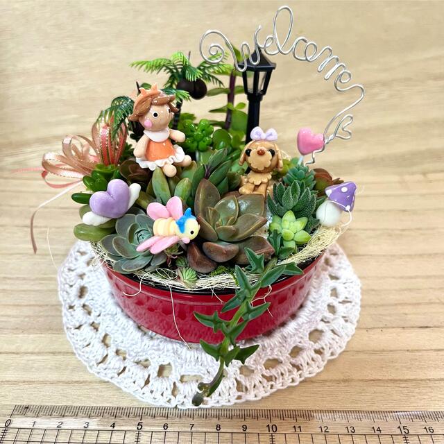 〜そのまま飾れる〜多肉植物寄せ植え(ハンドメイド)樹脂粘土レジン ハンドメイドのフラワー/ガーデン(その他)の商品写真