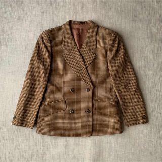 バーバリー(BURBERRY)の美品 Burberrys 千鳥格子 ダブル ウールジャケット ブラウン(テーラードジャケット)