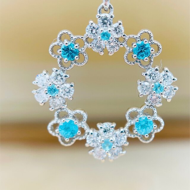 世界三大希少石︎✿ネオンブルーの花かんむり】パライバトルマリン