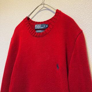 POLO RALPH LAUREN - 90s ラルフローレン ニット セーター　刺繍　ロゴ　赤　レッド　Y2K 古着