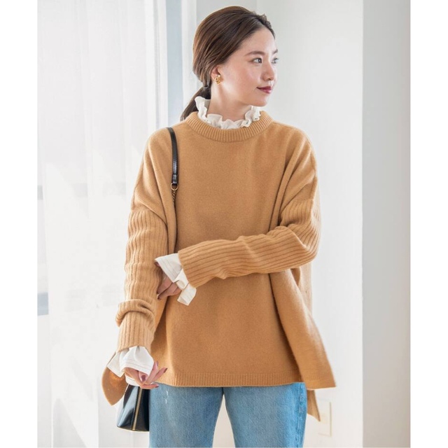 タグ付き新品】イエナ ウールカシミヤ 脇スリットクルーネックプル