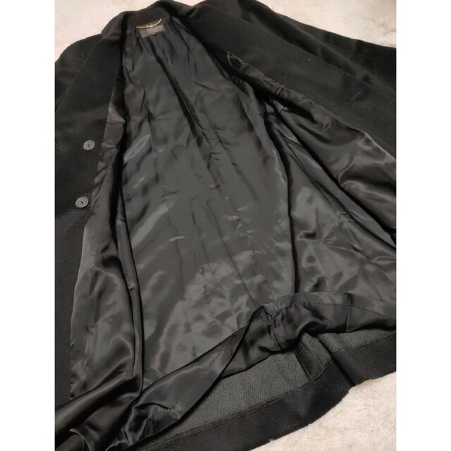 【Leilian】 カシミヤ ロングコート ダブル 黒 サイズ13+大き目サイズ 6