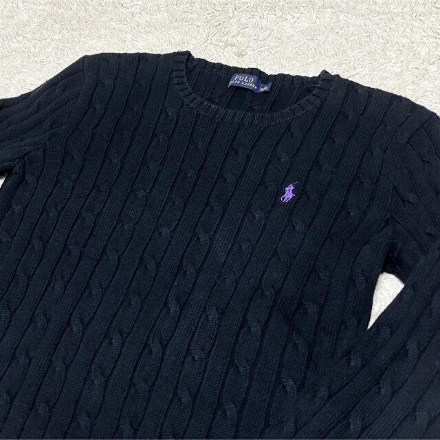 美品 POLO ラルフローレン ケーブルニット コットン ブラック M