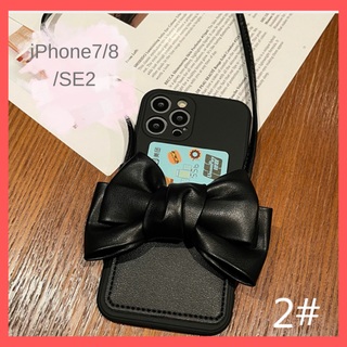 蝶結び iphone7/8/SE2ケース  アイフォンケース ショルダーベルト(iPhoneケース)
