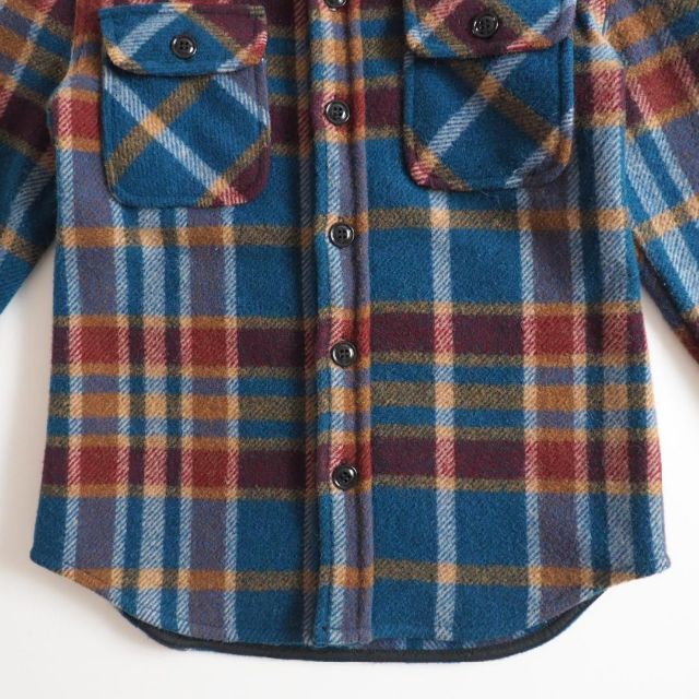 ウールリッチ　USA製　CPOジャケット　ウールシャツ　チェック柄　ブルー　美品