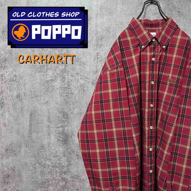 carhartt(カーハート)のカーハート☆レザーロゴ入りポケットビッグワークチェックシャツ メンズのトップス(シャツ)の商品写真