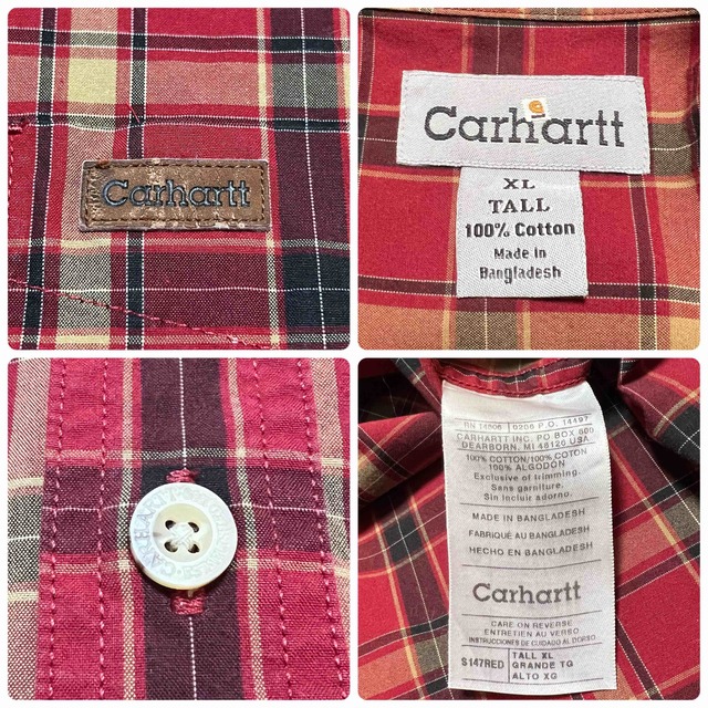 carhartt - カーハート☆レザーロゴ入りポケットビッグワークチェック ...