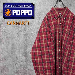 カーハート(carhartt)のカーハート☆レザーロゴ入りポケットビッグワークチェックシャツ(シャツ)