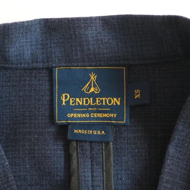 ペンドルトン　USA製　ウール１００％　カーディガン　チェック柄　ブルー　美品トップス