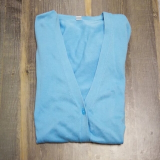 ユニクロ(UNIQLO)のユニクロ　カーディガン　XL LL 長袖　ブルー　青　水色(カーディガン)