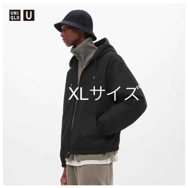 ユニクロu 22aw フーデッドジップアップブルゾン ブラック XL 新品タグ付