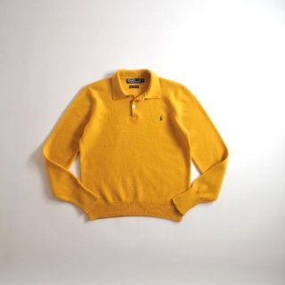 ラルフローレン(Ralph Lauren)のラルフローレン　ウール１００％　ニット　イエロー　ハーフボタン　美品(ニット/セーター)