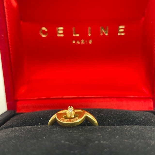 Celine 750 YG 2Pダイヤモンド 9号 K18 セリーヌ 箱あり レディース