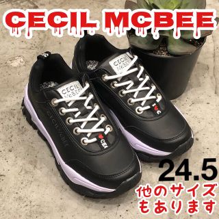 セシルマクビー(CECIL McBEE)のセシルマクビー　CECIL McBEE 厚底　スニーカー　黒　ＬＬ　24.5(スニーカー)