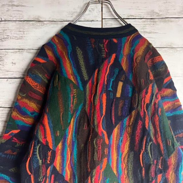 【至宝の一品】COOGI マルチカラー 立体 3D 編み込みニット 入手困難 L
