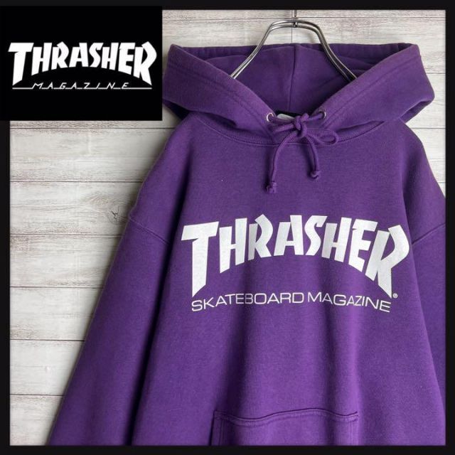 希少カラー】THRASHER センターロゴ 入手困難 パーカー 正規品 L