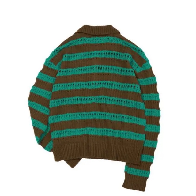 即完商品 ストライプ ポロセーター / STRIPE POLO SWEATER