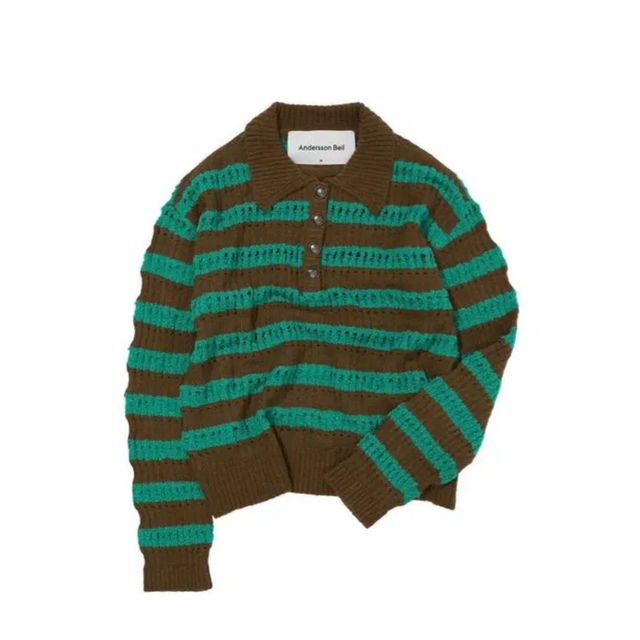 即完商品 ストライプ ポロセーター / STRIPE POLO SWEATER