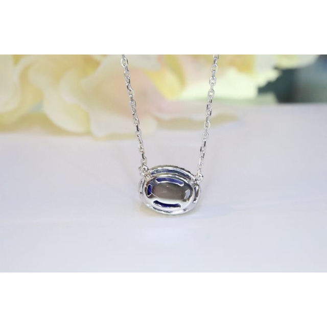 天然ロイヤルブルーサファイア ダイヤ ネックレス1.86ct k18 f