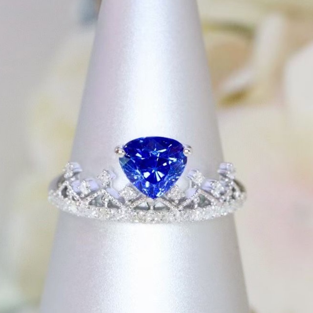 天然 ロイヤルブルーサファイア ダイヤ リング1.04ct k18 f