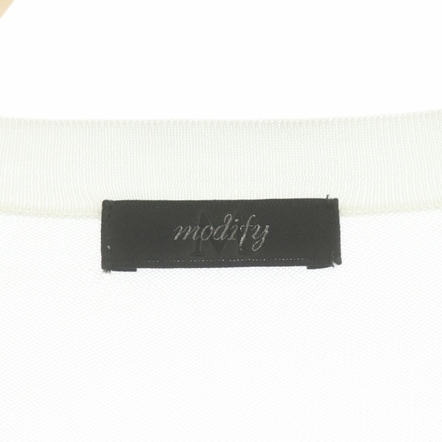 Modify(モディファイ)のモディファイ ボタンレスロングカーディガン ニット 長袖 シアー 42 白 レディースのトップス(カーディガン)の商品写真