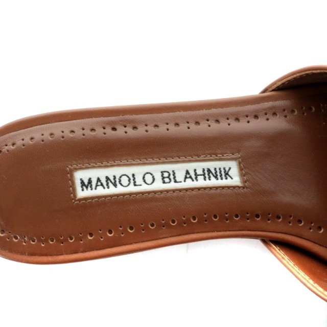 MANOLO BLAHNIK(マノロブラニク)のマノロブラニク FLAT SANDAL ミュール 22cm 茶 レディースの靴/シューズ(ミュール)の商品写真