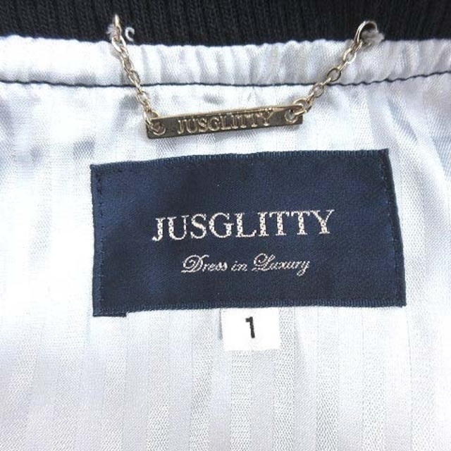 JUSGLITTY(ジャスグリッティー)のジャスグリッティー ジャケット ブルゾン ジップアップ ナイロン 総裏地 1 紺 レディースのジャケット/アウター(ブルゾン)の商品写真