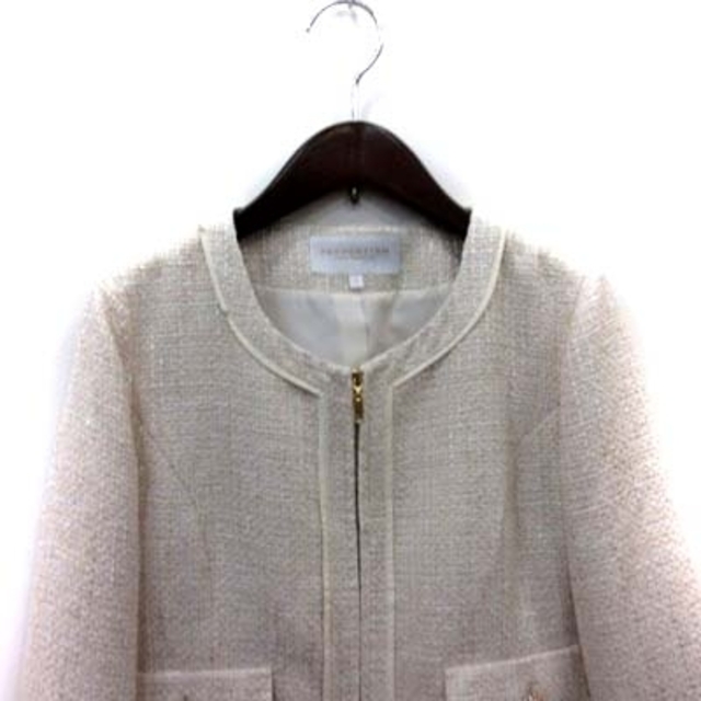 PROPORTION BODY DRESSING プロポーション ボディドレッシング ノーカラージャケット ツイード 白の通販 by ベクトル ラクマ店|プロポーションボディドレッシングならラクマ プロポーションボディドレッシング ノーカラージャケット