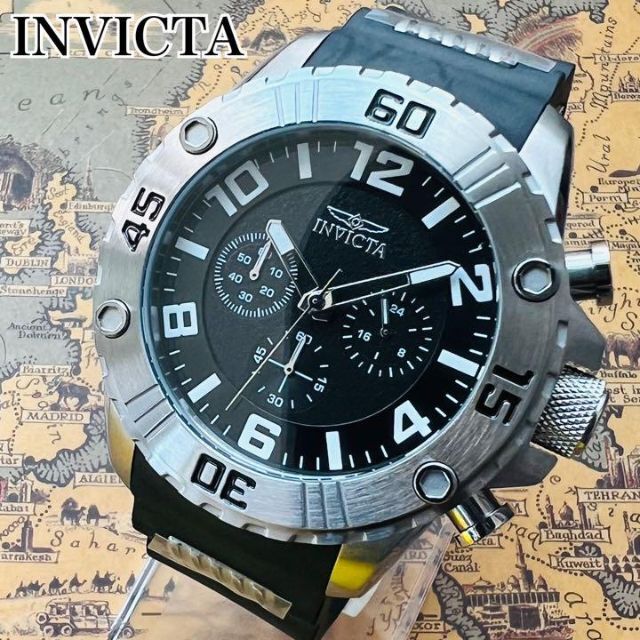 ブラック【新品】インビクタ プロダイバー メンズ 腕時計 クォーツ