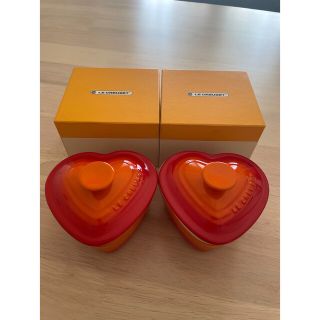 ルクルーゼ(LE CREUSET)のルクルーゼ ラムカン ダムール(フタ付き) オレンジ2セット(食器)