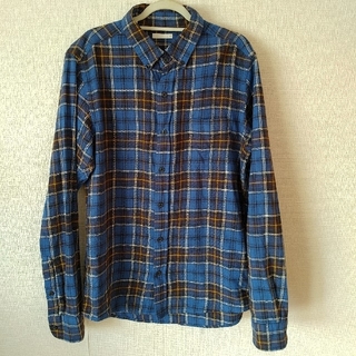 ジーユー(GU)のジーユー　GU　M　チェックシャツ　ブルー系　青　ボタンダウン(シャツ)