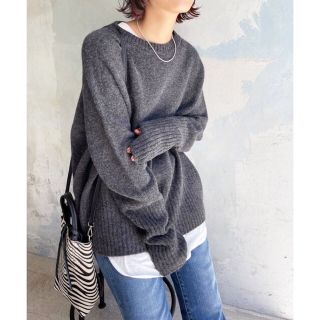 スピックアンドスパン(Spick & Span)の【Spick & Span】 ロングリブプルオーバー グレー 新品未使用タグ付き(ニット/セーター)