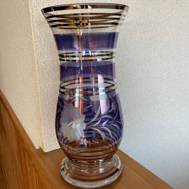 BOHEMIA ボヘミア　花瓶　ガラス　フラワーべース　パープル