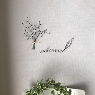 ウェルカム　かすみ草　花束　welcome  ワイヤークラフト　ワイヤーアート(インテリア雑貨)