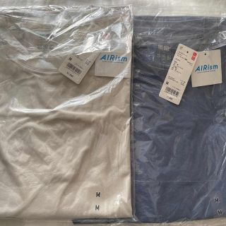 ユニクロ(UNIQLO)のCIAA//さん専用【新品2枚】エアリズムコットンUVカットクルーネックT(Tシャツ/カットソー(七分/長袖))