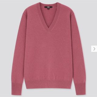 ユニクロ(UNIQLO)のUNIQLO カシミヤVネックセーター（長袖）ピンク(ニット/セーター)