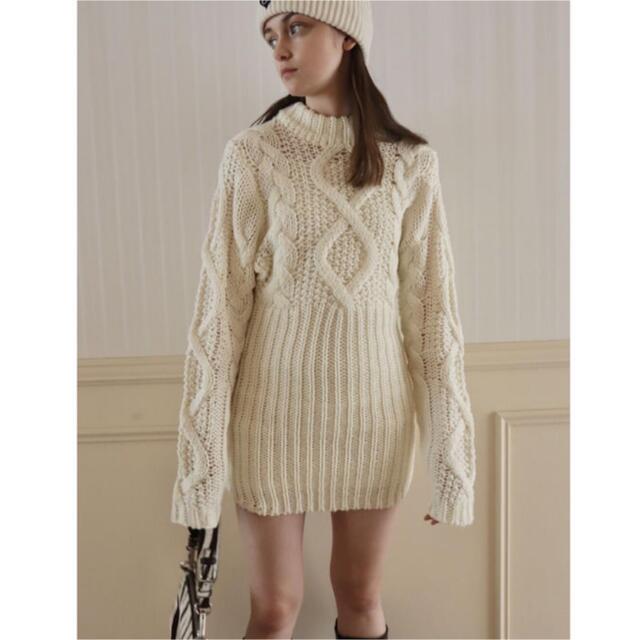 epine エピヌ cable knit lady onepiece ivory
