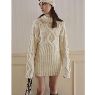 epine エピヌ cable knit lady onepiece ivory(ミニワンピース)