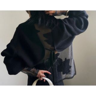 アメリヴィンテージ(Ameri VINTAGE)のCLOUD JACQUARD LAYERED KNIT ブラック(ニット/セーター)