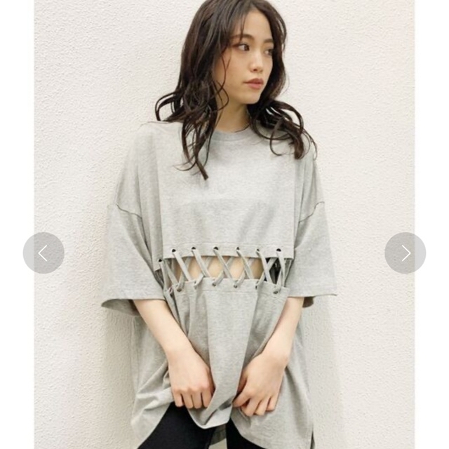 GYDA(ジェイダ)のGYDA ウエストレースアップビックTシャツ レディースのトップス(Tシャツ(半袖/袖なし))の商品写真