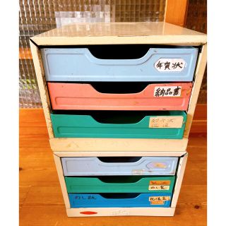 カラフル レトロポップ スチール 小引き出し レターケース 書類